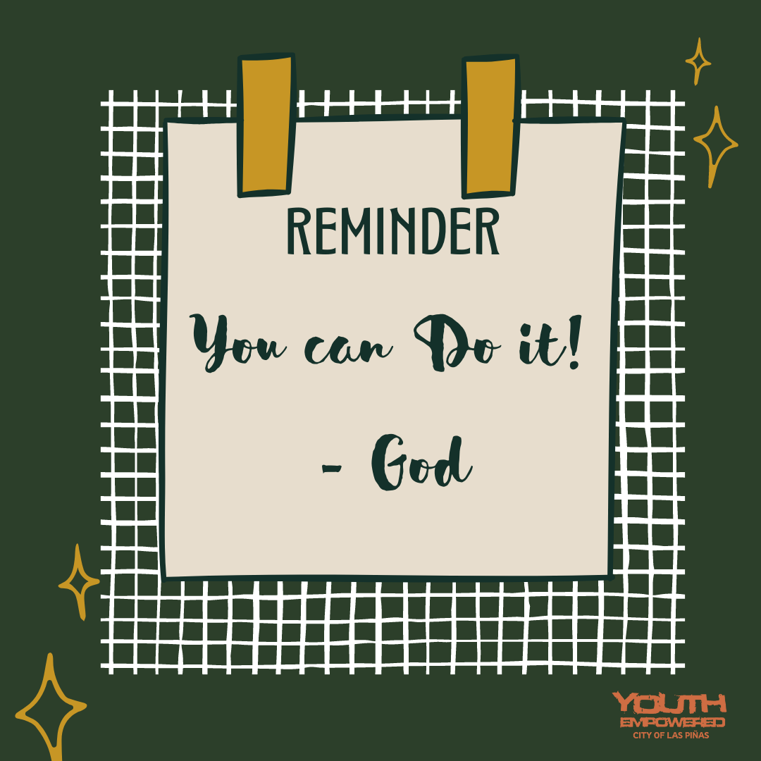 YELaspinas's tweet photo. You may have doubts about yourself at times, but always remember that you can do it through the help of God because, in Him, everything is possible. 🙏♥️

#takecourage #yelaspiñas https://t.co/ENY6Z71izE