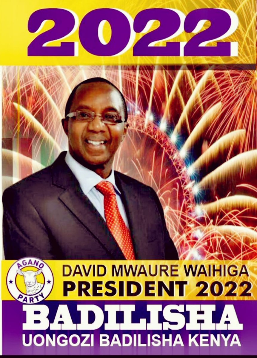 Let's rise again and vote in a good leader and make our country great again. 
#Waihiga4President
David Mwaure Waihiga
Agano Party NDC