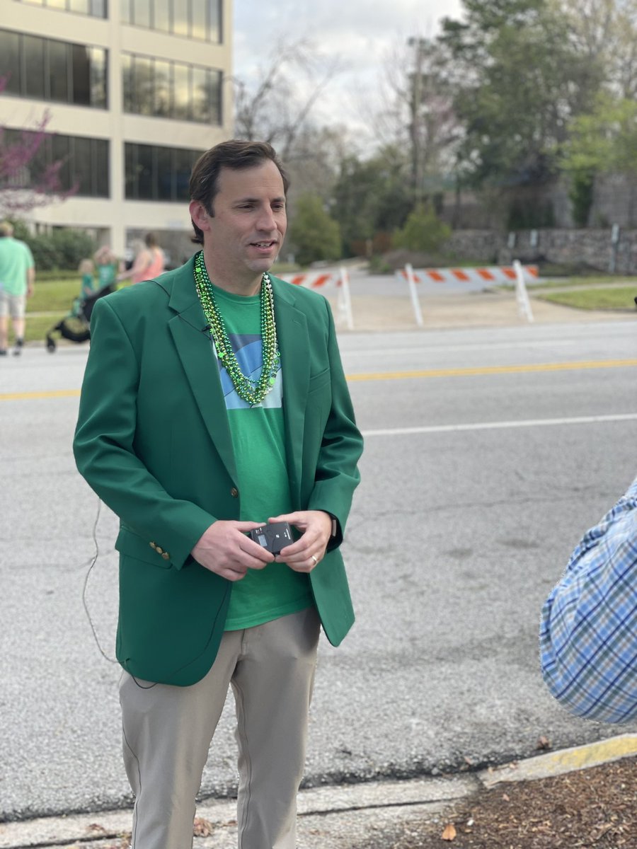 CityofColumbia's tweet photo. #StPatsInFivePoints underway in the @FivePointsSC district. Councilman @votewillbrennan sporting his green and encouraging citizens to attend today.
#WeAreColumbia https://t.co/zMDUKu9MEM