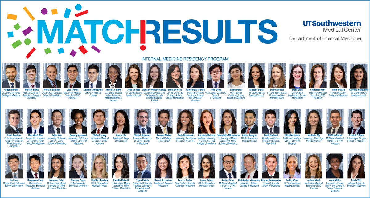 Meet the future of Internal Medicine, today. We congratulate and welcome our newest trainees! @DinoKazi @thomasjwang1 @UTSWNews #UTSWmatch #Match2022