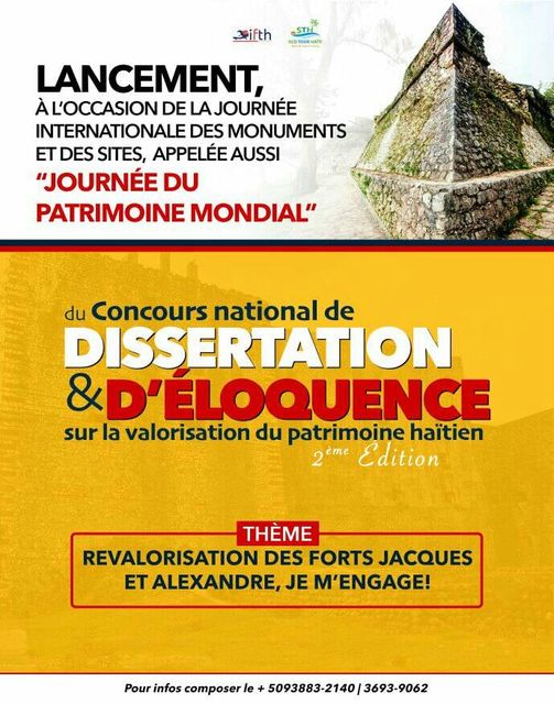 STH &amp; IFTH : 2e édition du Concours national de dissertation et d'éloquence...
Dans le cadre de la Journée internationale des monuments et des sites, appelée aussi « Journée du patrimoine mondial », célébrée chaque année le 18 avril...