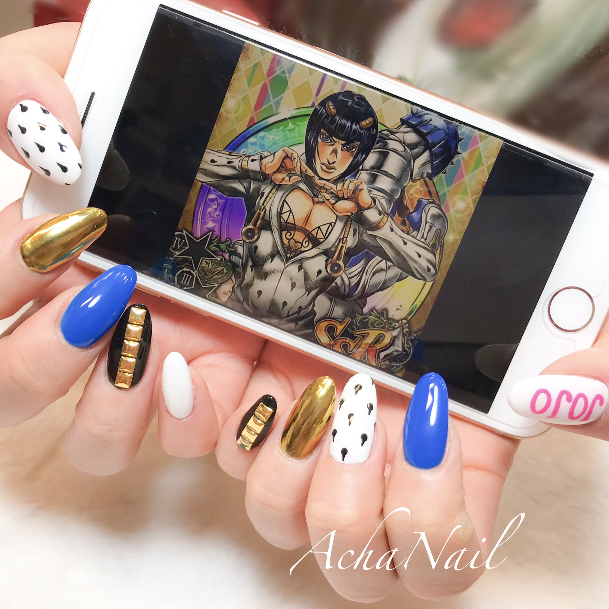 ネイリストasami Achanail Jojoブチャラティネイル T Co Notl7wlmfz ネイル ジェルネイル フィルイン フィルイン導入サロン 南池袋 池袋 池袋ネイルサロン ネイルデザイン ジョジョ ジョジョネイル ブチャラティ キャラクターネイル