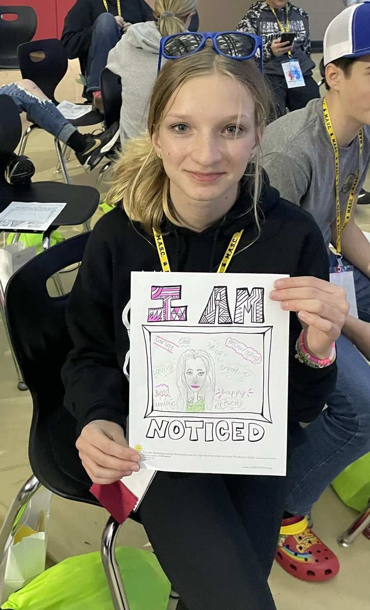 i_am_noticed's tweet image. In yesterday’s session at @MASCstuco nearly 90 students came up to the microphone to share a positive I AM &amp;amp; many of the students shared ways they will create positive ripples in their schools.  💗💛🖤💜💙💚
#MASCSTATE2022 #backtoourfuture #studentcouncil #positiveschoolculture