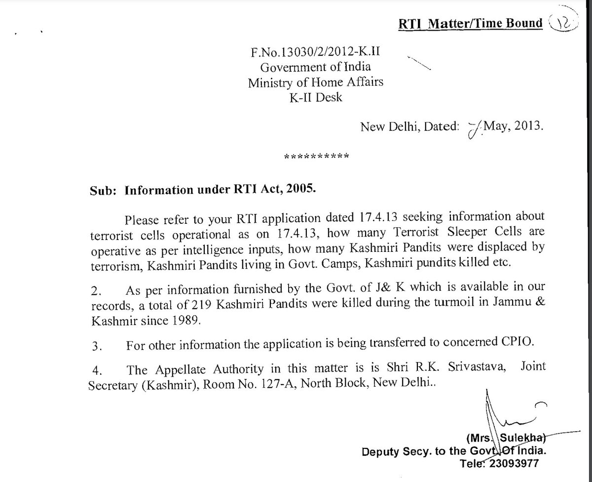 tanveermadrassi's tweet photo. Its wasn't a genocide.

#KashmirFiles just a Hindutuva propaganda material breeding hatred

Indian Ministry of Home Affairs (MHA): 219 Kashmir Pandits were killed in Kashmir between 1989-2013.
 
#KashmirFileslies 
#KashmirFilesTruth https://t.co/3Kvl1jFilE