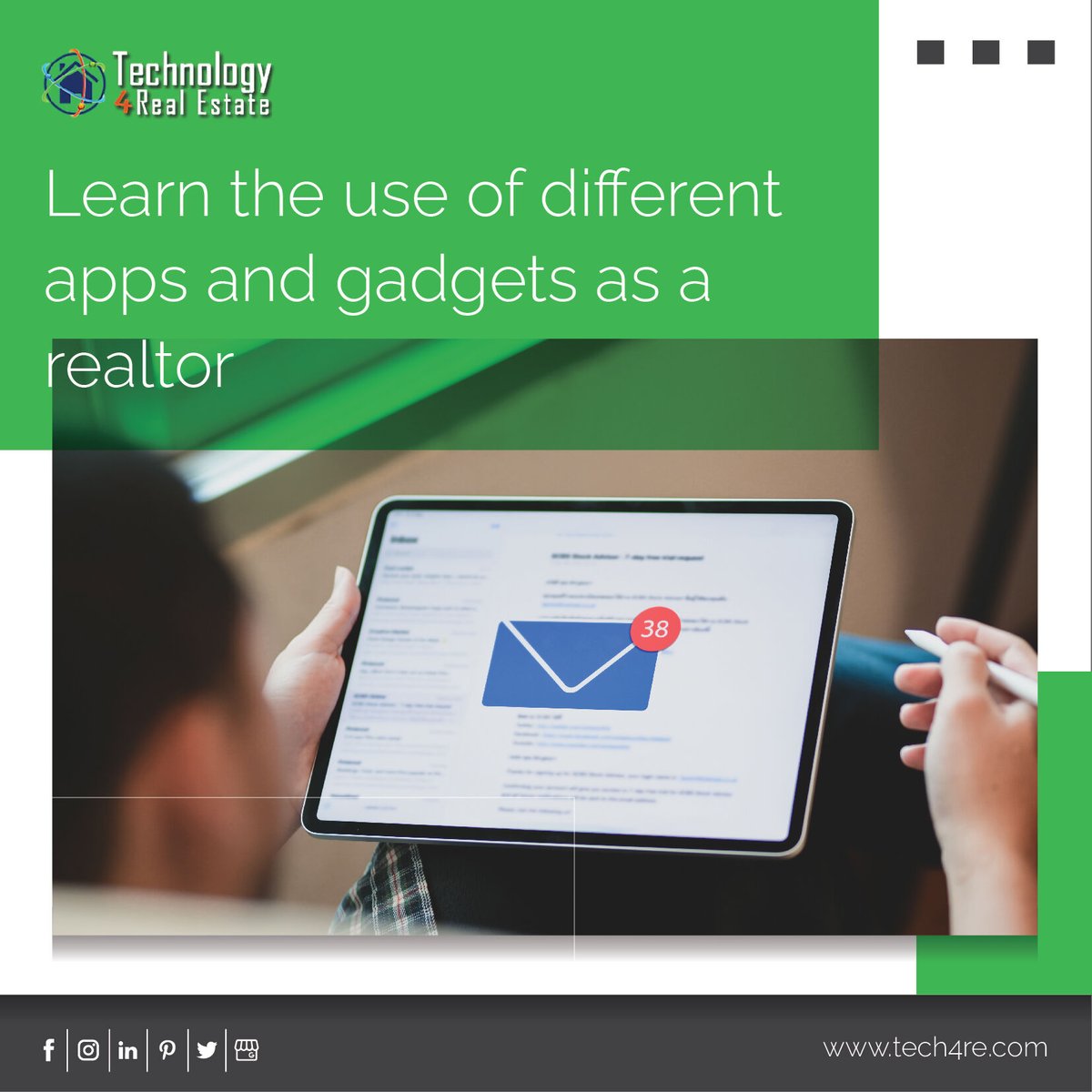 REMRTECH's tweet image. Learn how to make use of different apps and gadgets like OUTLOOK and iPad as a REALTOR. Sign up today

Contact Us
🌐 tech4re.com
📧 tech@tech4re.com
📞 (602) 206 7200

#technologysolutions #technologyinnovation #technologytoenjoy #technologylover #technologycompany