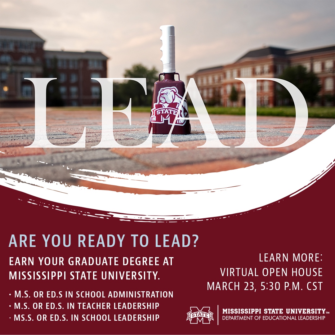 MsstateEdLead's tweet image. Ready to LEAD? Take the next step and learn more at our Virtual Open House March 23 at 5:30 p.m. Register today: forms.gle/K8JEKzHQCoh1R7…