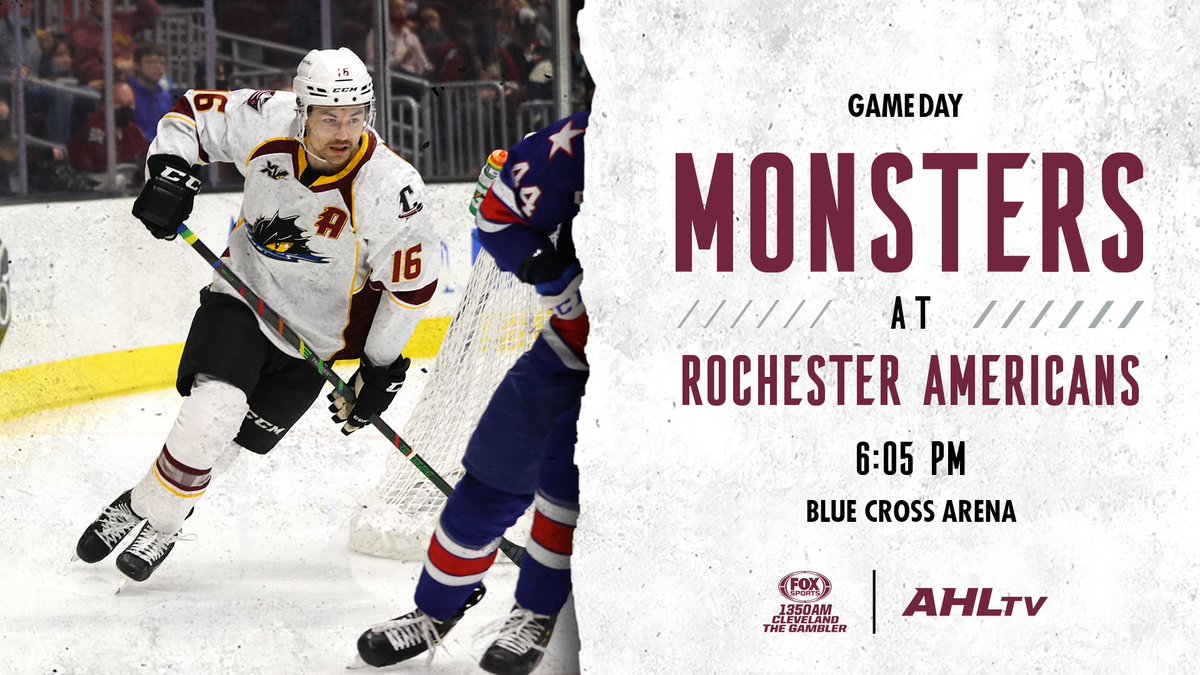 monstershockey's tweet photo. New day, new time, same opponent! 

⏰ 6:05 p.m.
📻 Fox Sports 1350 
📺 AHLTV
📰: https://t.co/smoewl7KQI https://t.co/28drJgWZzx