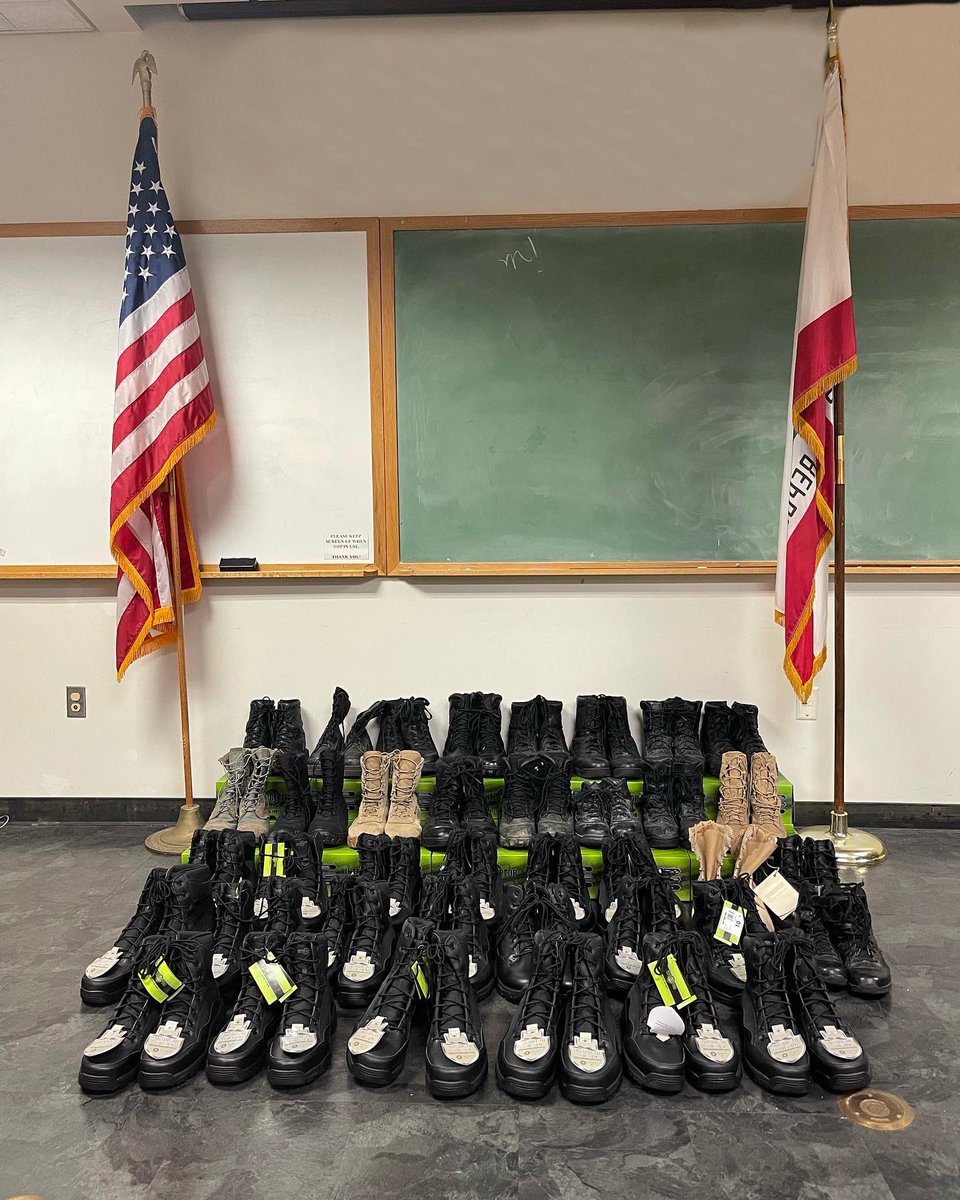 MarinCountyDSA's tweet photo. Marin Deputies and the Marin County Deputy Sheriffs Association along with other law enforcement agencies collected new and used police boots, for Ukrainian civilians who are effected by the current events in Ukraine.

A total of 38 new and used boots were collected by the MCDSA. https://t.co/VP1460cTEN