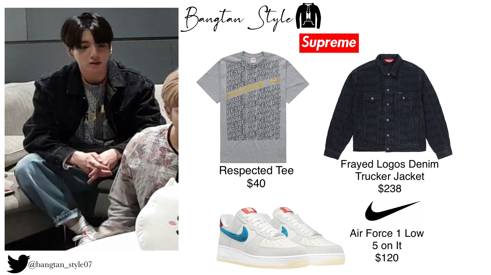 supreme JUNGKOOK ジョングク着SmallBoxL/S Tee - トップス