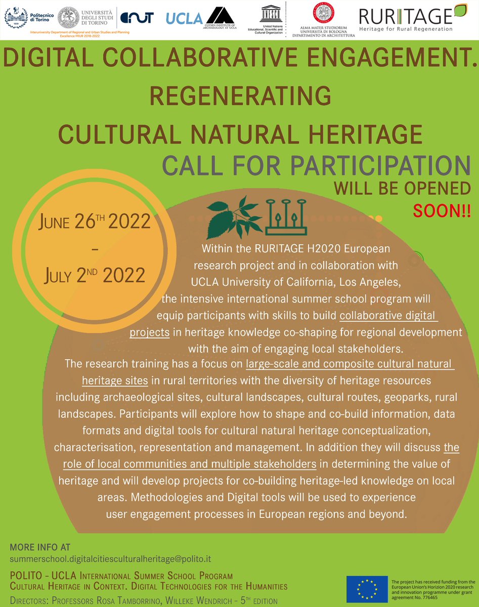 CHandCities's tweet photo. We are back! 
STAY TUNED FOR MORE INFO!!
https://t.co/KQB32e6z37
#summerschool #ucla #ruritage #polito #culturalheritage https://t.co/7wjO9PEkyk
