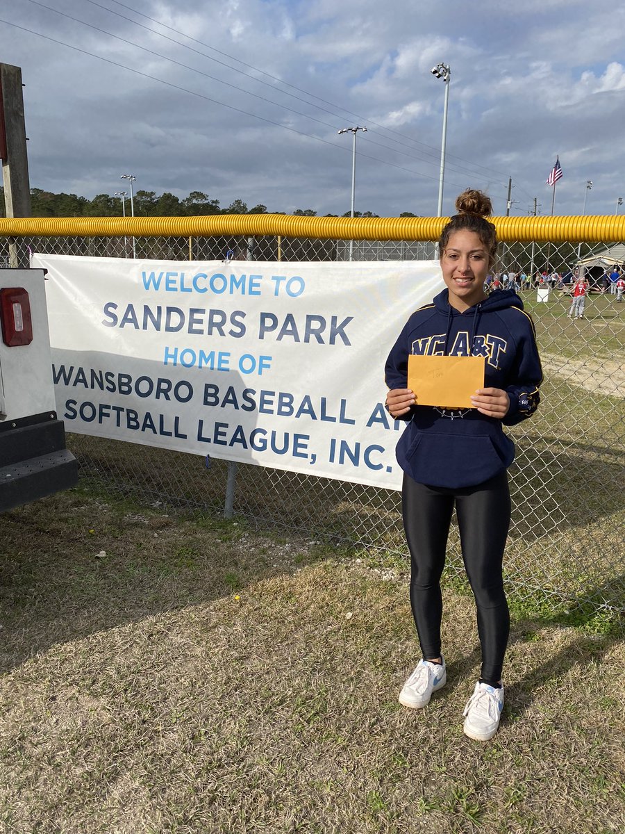 Thank you Swansboro Baseball/ Softball League for selecting me as the 1st recipient of the League Scholarship. This scholarship has significant meaning for me as this League is where I began my softball journey!@PattiRaduenz <a href="/NCATSOFTBALL/">The Official NC A&T Aggie Softball</a> <a href="/NCATAGGIES/">N.C. A&T Athletics</a>