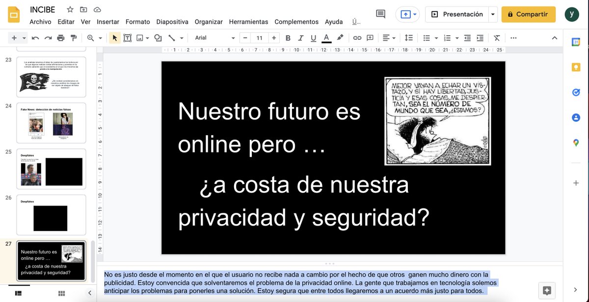 Repasando mis conferencias pre pandemia sobre privacidad en internet. Mafalda, respecto a internet, estamos en ello. Te dejamos el último sueño. #web3 #metaverse #privacy