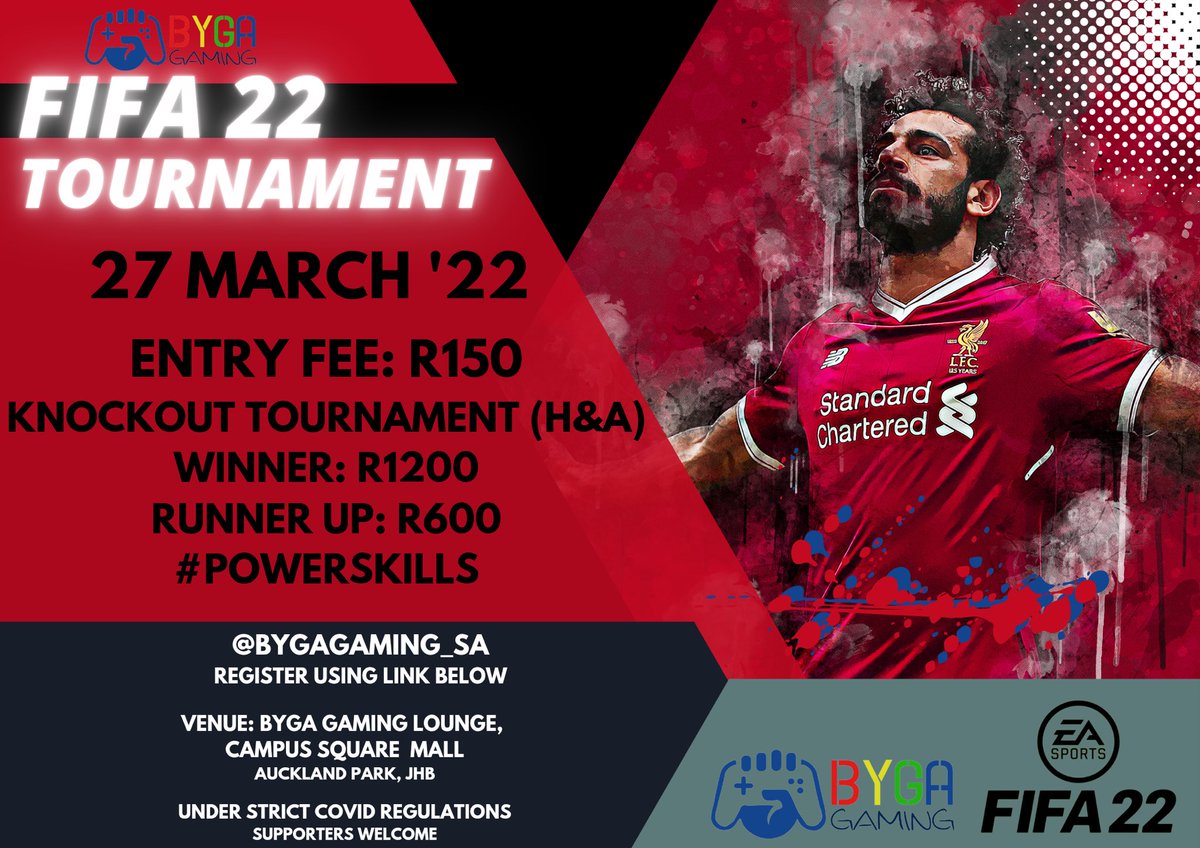 BYGAgaming_SA's tweet photo. #letsfifa22
 #SAgaming 
#bygagaming 

Let’s crown a new champion. 32 spots to fill, 31 players to beat and only 1 champion.

Registrations on the link below:

https://t.co/0D25AoHE15 https://t.co/J5gRwyXmtX