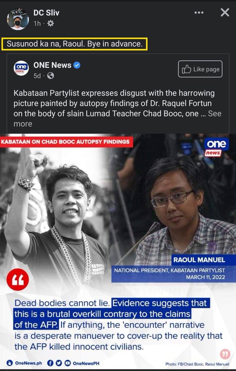 iamRaoulManuel's tweet photo. I just got a death threat. 

I got info from an anonymous source that he is connected to PMA. His FB account is locked so we can't gather more info from his profile.

We welcome any kind of help that anyone is willing to offer for the safety of yours truly.

We won't be silenced! https://t.co/ayzfSqm5du