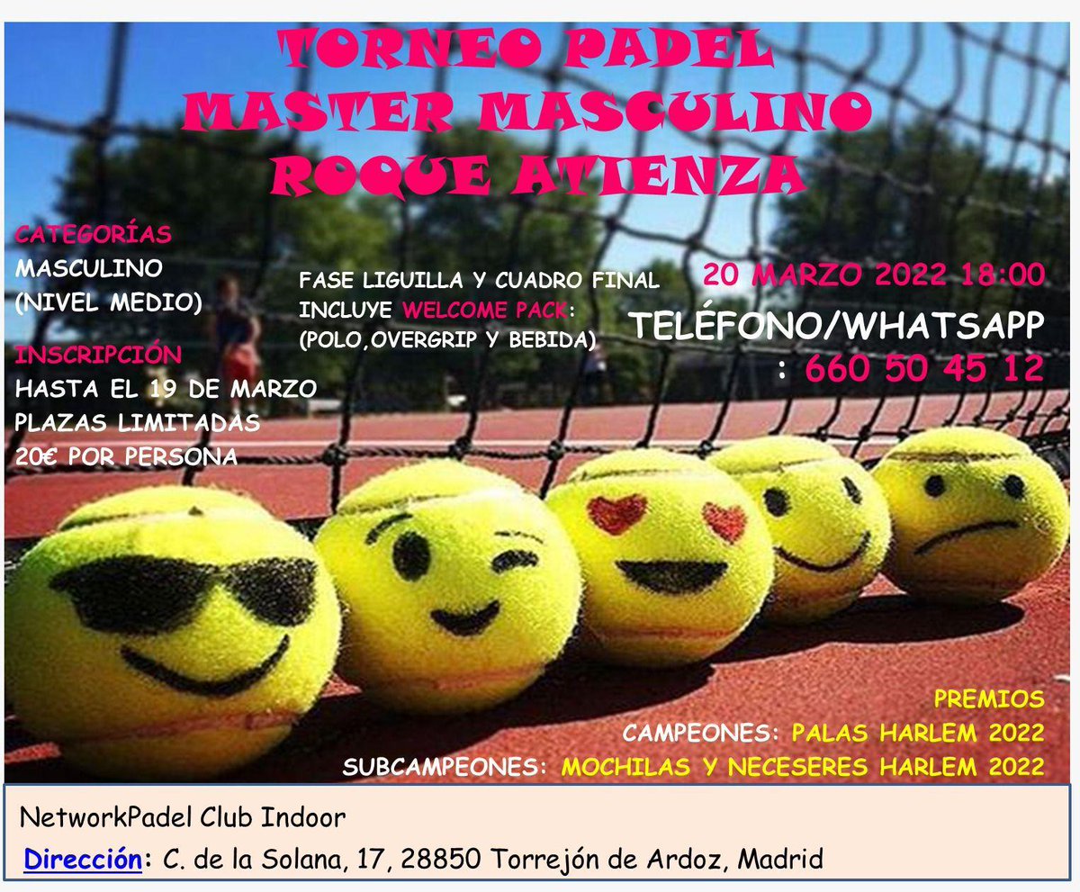 TORNEO PÁDEL MASTER MASCULINO ROQUE ATIENZA

‼️INSCRÍBETE‼️

🗓️ DOMINGO 20 DE MARZO
🕕 18:00
📈 NIVEL MEDIO

☎️ 660504512