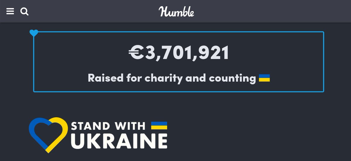 OpoznionyGracz's tweet photo. Gracze. 💪 Niecały dzień sprzedaży bundla dla Ukrainy na @humble i jest już tyle co na screenshocie. 😮 A ja chyba będę musiał zrobić jakieś #rozdajo w mojej bańce, bo sporo gier mam już w bibliotece i zostały mi klucze. 🤔

https://t.co/iywiawOAAl https://t.co/il2OKkR10x