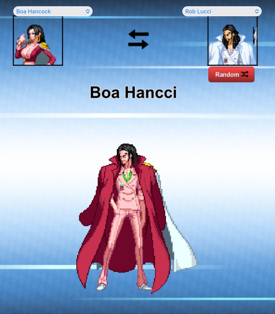 cloud_7382's tweet photo. J’ai trouvé un site qui fait des fusions de personnages One Piece en 60 pixels, j’ai eu Boa Hancci, essayez et dites moi ce que vous avez eu
https://t.co/Sri5FXXnjn https://t.co/6K4ETf0UZN