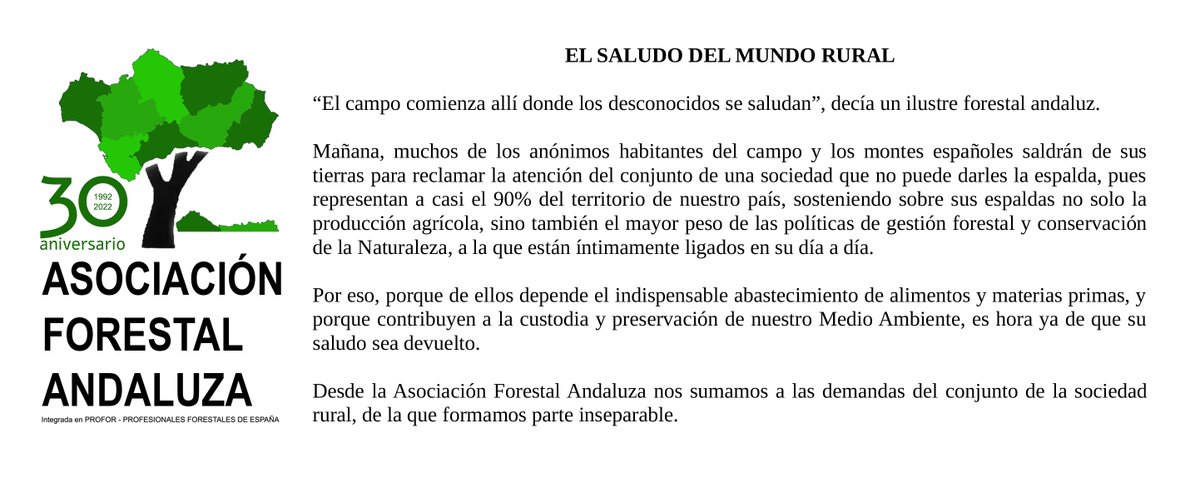AfaProfor's tweet photo. Ha llegado la hora de devolver al #mundo_rural todo lo que ha dado y dará al conjunto de la sociedad española. Apoyamos sus demandas, que son las nuestras. https://t.co/qyPnK33EtX