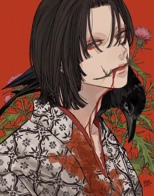 #春の創作クラスターフォロー祭り
#絵描きさんと繋がりたい 
レトロで耽美な雰囲気と赤色が大好きです。よろしくお願いします! 