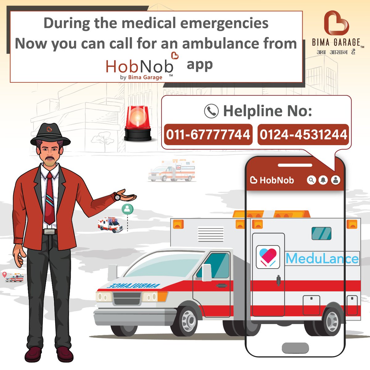 BimaGarage's tweet photo. #Mission19
Now our customers/partners need not have to worry during the medical 🏥 emergencies. 

They can easily call for an ambulance 🚑🚨 from HobNob app.

Team BG on Mission19!!!

#ambulance #emergencyservices #medicalemergency #emergency  #insurance #abaasaanhai #bimagarage https://t.co/fXL9SZwxus