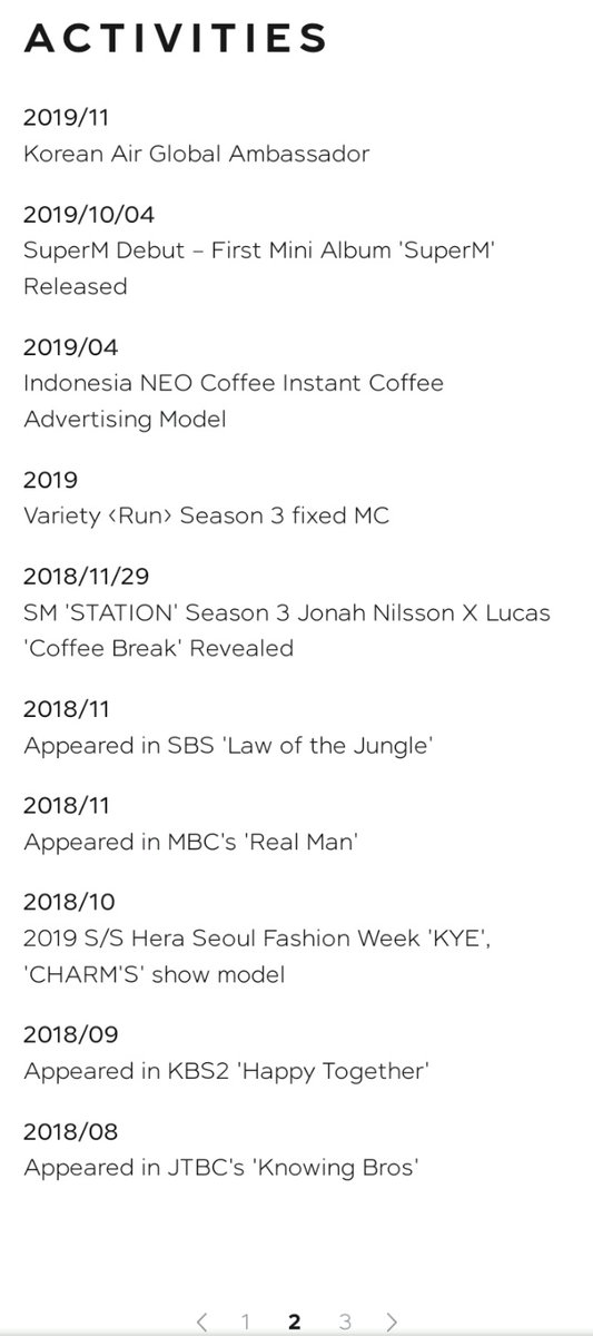 cxysdf's tweet photo. I just realized Lucas, who wasnt even in NCT since 2016 has the most activities record (alone with Doyoung) mentioned in SM new website. Hes not even with nct that long but still got the most activities further proves hes on demand since day 1
https://t.co/n4BK8fZJhd https://t.co/tXIEgrfeQV
