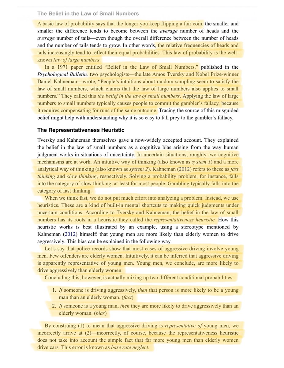 10kdiver's tweet image. This is one of the most thoughtful write-ups I’ve seen on the Gambler’s Fallacy:

tandfonline.com/doi/pdf/10.108…

A MUST read to understand the psychology of probability, how to correctly apply conditional probability and the law of large numbers, etc.

(h/t @stevenstrogatz)