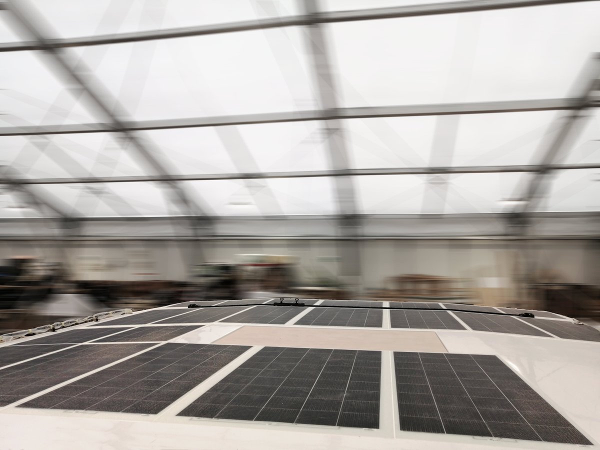 windelocat's tweet image. Few days before the launching, the #SolarPanels on the roof of #WINDELO54 are in place! 
The #Windelo 54 can host a range of solar panels from 600 to 5053W. You can completely recharge your battery bank in 12 hours and 40 minutes using only #solarpower!
👉 windelo-catamaran.com/en/ecology/