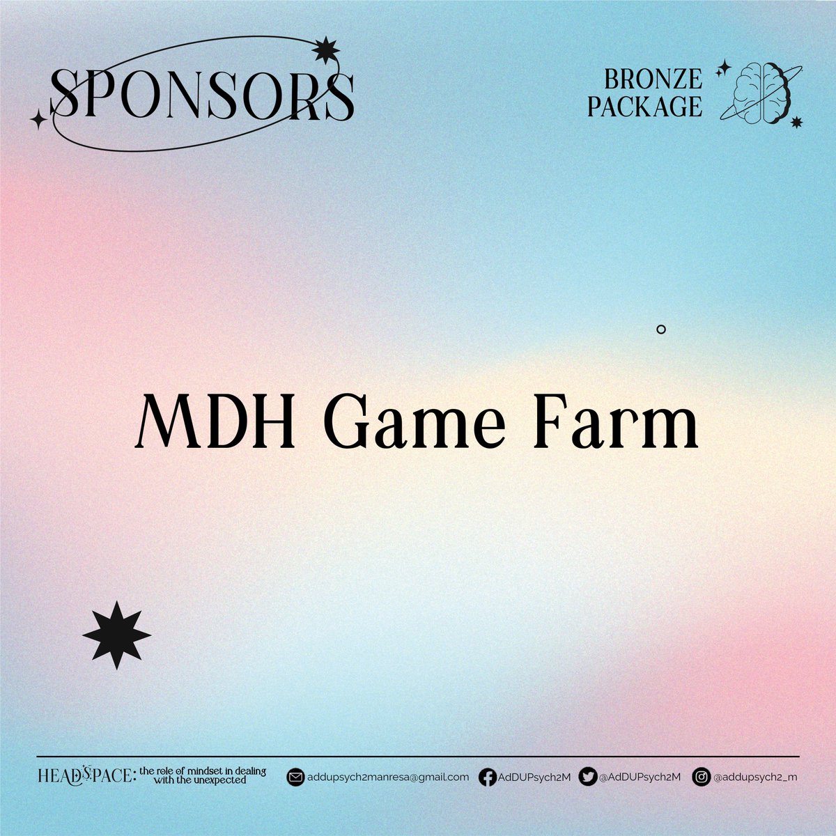 AdDUPsych2M's tweet photo. LET US WELCOME OUR SPONSORS💪

Do you know what is necessary for a long and exciting journey like this? That’s right, allies that support us and make this event a reality 🤝

Here are the names of our fantastic sponsors!

MDH Game Farm
Mr. and Mrs. Basan and Family https://t.co/TV7kSFPKxs