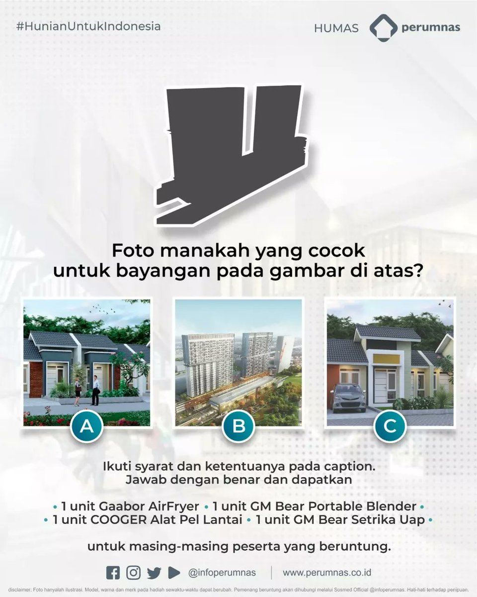infoperumnas's tweet photo. Hi #SobatPerumnas ! Hayoo siapa yang malam minggunya di rumah aja? Hihihi

Mimin juga nih.. mending di rumah aja ya Sobat, sambil ikutan kuis berhadiah dari Perumnas.

Kali ini kuisnya cocok banget buat para ibu-ibu nih hadiahnya. https://t.co/f1j4yv1C9z