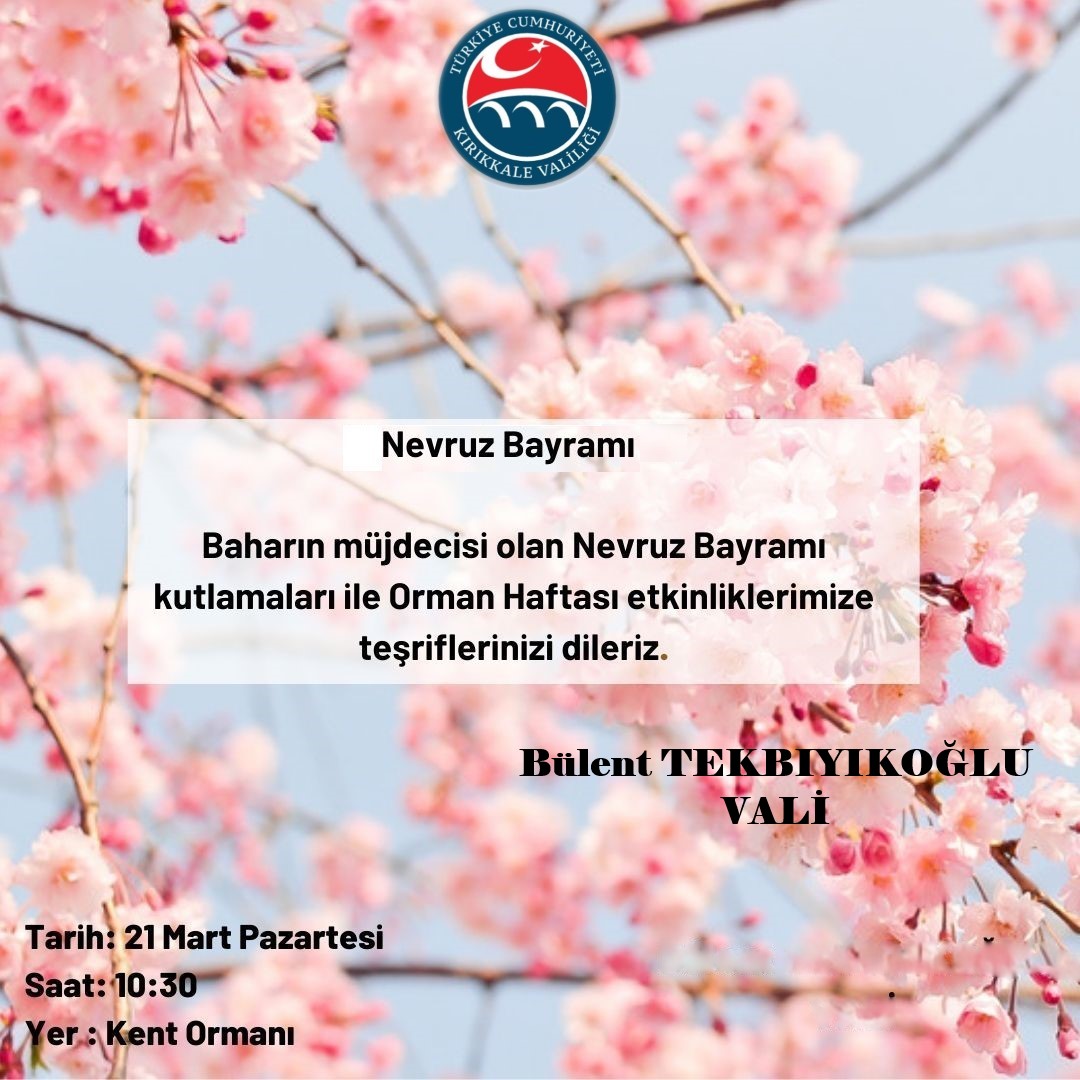 iktm71's tweet photo. İlkbaharın gelişi, doğanın yeniden uyanışı olarak bilinen, ülkemiz ve bir çok ülke tarafından kutlanan Nevruz Bayramı, 21 Mart Pazartesi günü Sayın Valimizin katılımıyla İl Kültür ve Turizm Müdürlüğümüzce kutlanacaktır. https://t.co/5DT2BsfIJD