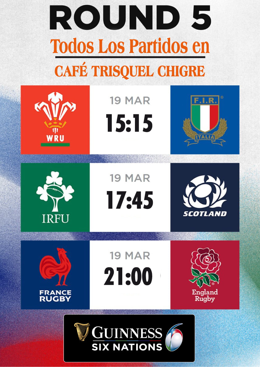 CafTrisquel's tweet photo. ☮️ÚLTIMA RONDA del Six Nations / Seis Naciones de Rugby 🏈. Será un final muy emocionante, con 🇫🇷 Francia e Irlanda 🇮🇪 como máximas favoritas. Vívelo y bébelo en el Trisquel en directo!! https://t.co/5paSZmYX14