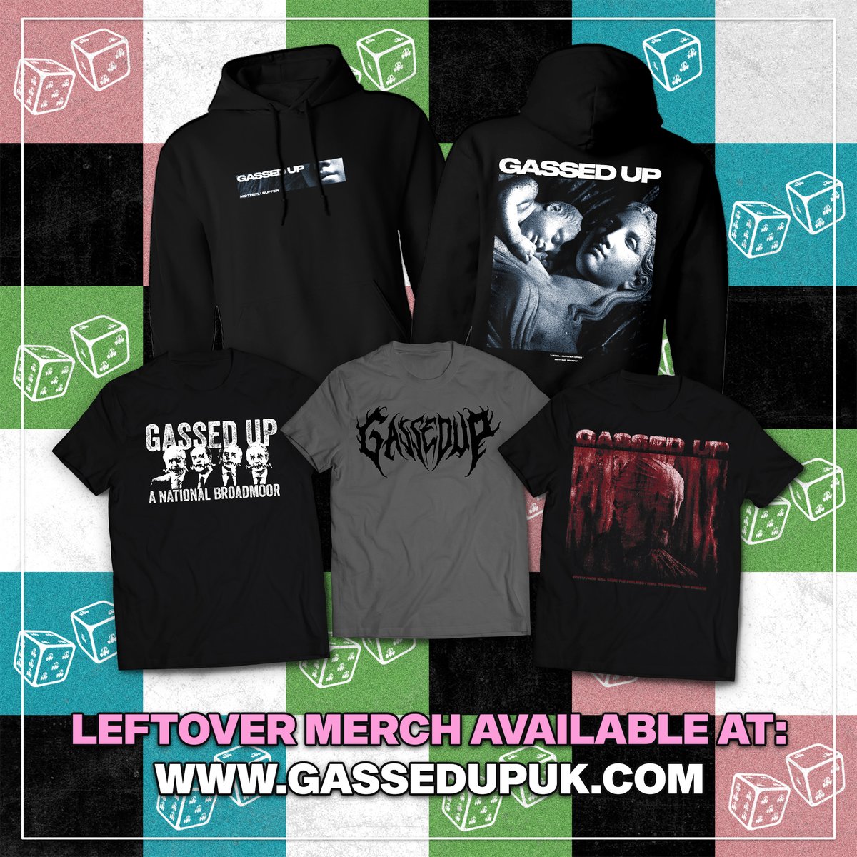 Leftover merch is now online, including our new Mother, I Suffer hoodies and Pain Resides Disease t-shirts. 

Everything else is the last few bits with minimal sizes left. 

gassedupuk.com