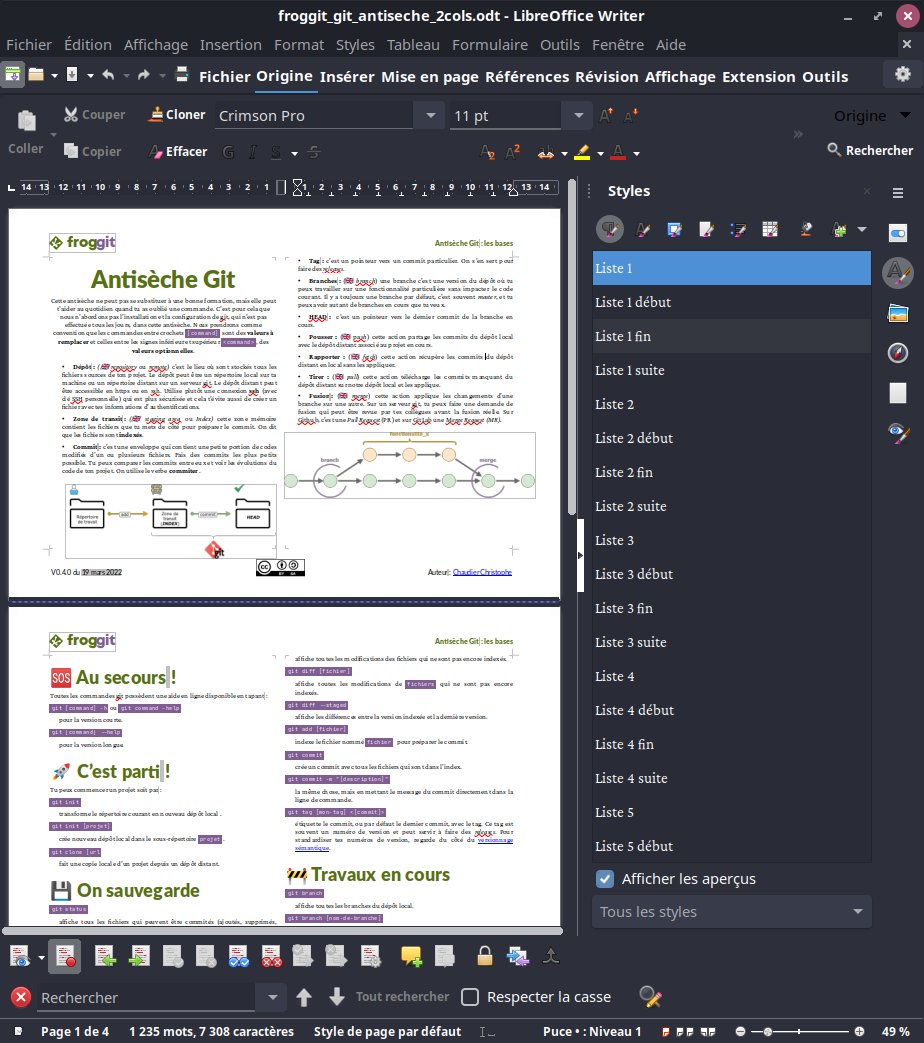 Je profite de ce samedi matin pour mettre à jour mon antisèche #git et la mettre au couleurs de <a href="/froggit_fr/">Froggit (Kermit 🐸)</a>. 

J’ai aussi revu la mise en page pour la rendre plus claire.

Si tu veux être tenu au courant de sa sortie c’est par ici :
lydra.systeme.io/froggit-inscri…
