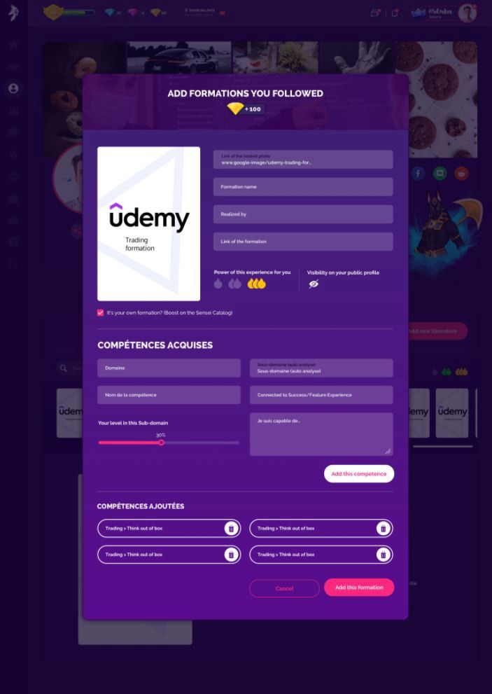 SenseiEcosystem's tweet photo. 1/2

⛩️ Sensei Temple function : Addition of training courses followed

Have you taken one or more online #training courses, do you have professional experience or #certifications ? Fill them in on your profile and share them with platform users. 

#BSC #Cryptomonnaies https://t.co/ZkC7TxdF5o