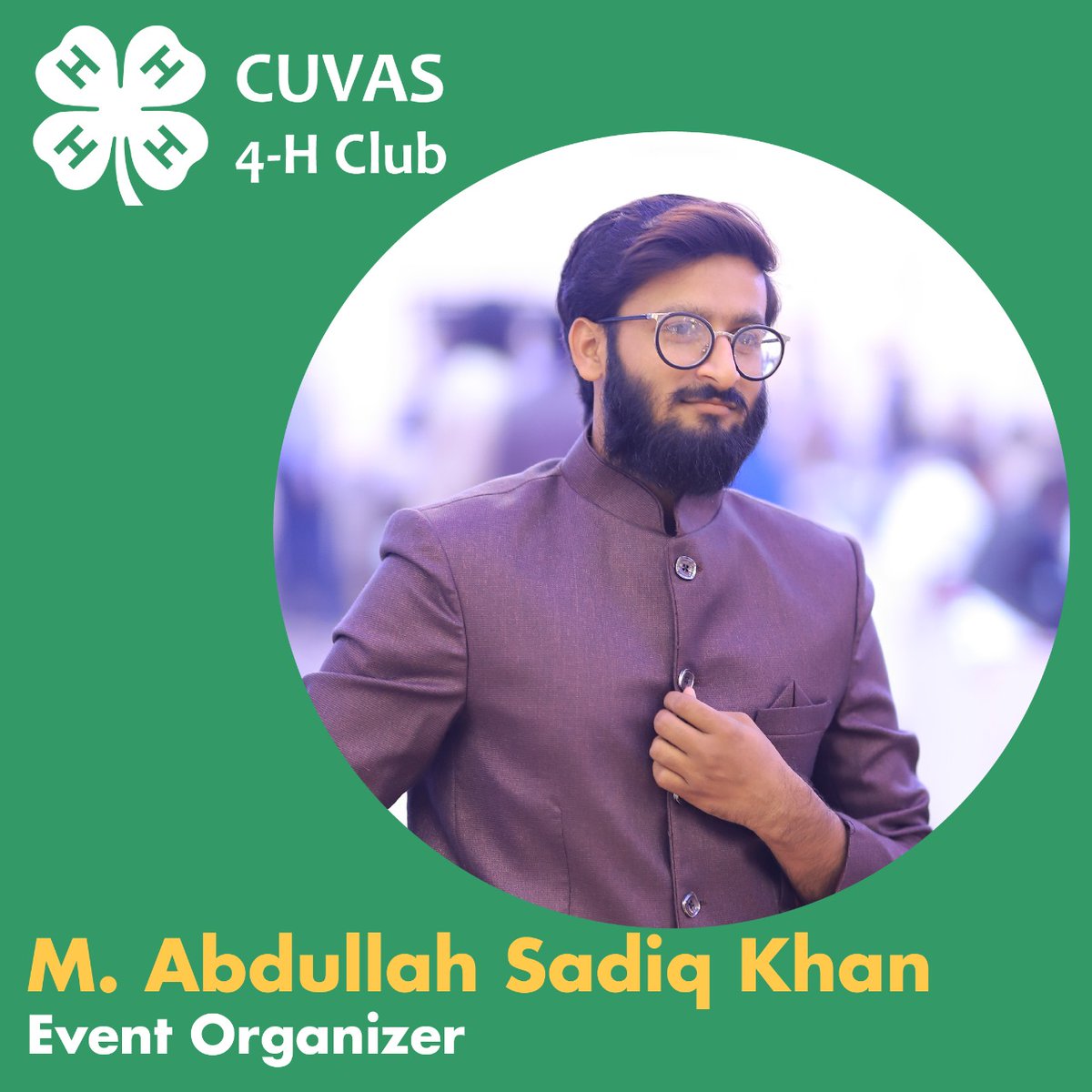 CUVAS4HClub's tweet photo. Welcome and Congratulations t𝐨 𝐌𝐮𝐡𝐚𝐦𝐦𝐚𝐝 𝐀𝐛𝐝𝐮𝐥𝐥𝐚𝐡 𝐒𝐚𝐝𝐢𝐪 𝐊𝐡𝐚𝐧 for being selected as our 𝐄𝐯𝐞𝐧𝐭 𝐎𝐫𝐠𝐚𝐧𝐢𝐳𝐞𝐫 for CUVAS 4-H Cub. You are great addition to our team and we know you'll accomplish amazing things here.

#CUVAS4HClub #CUVAS #4H https://t.co/Ud36QNuFFb