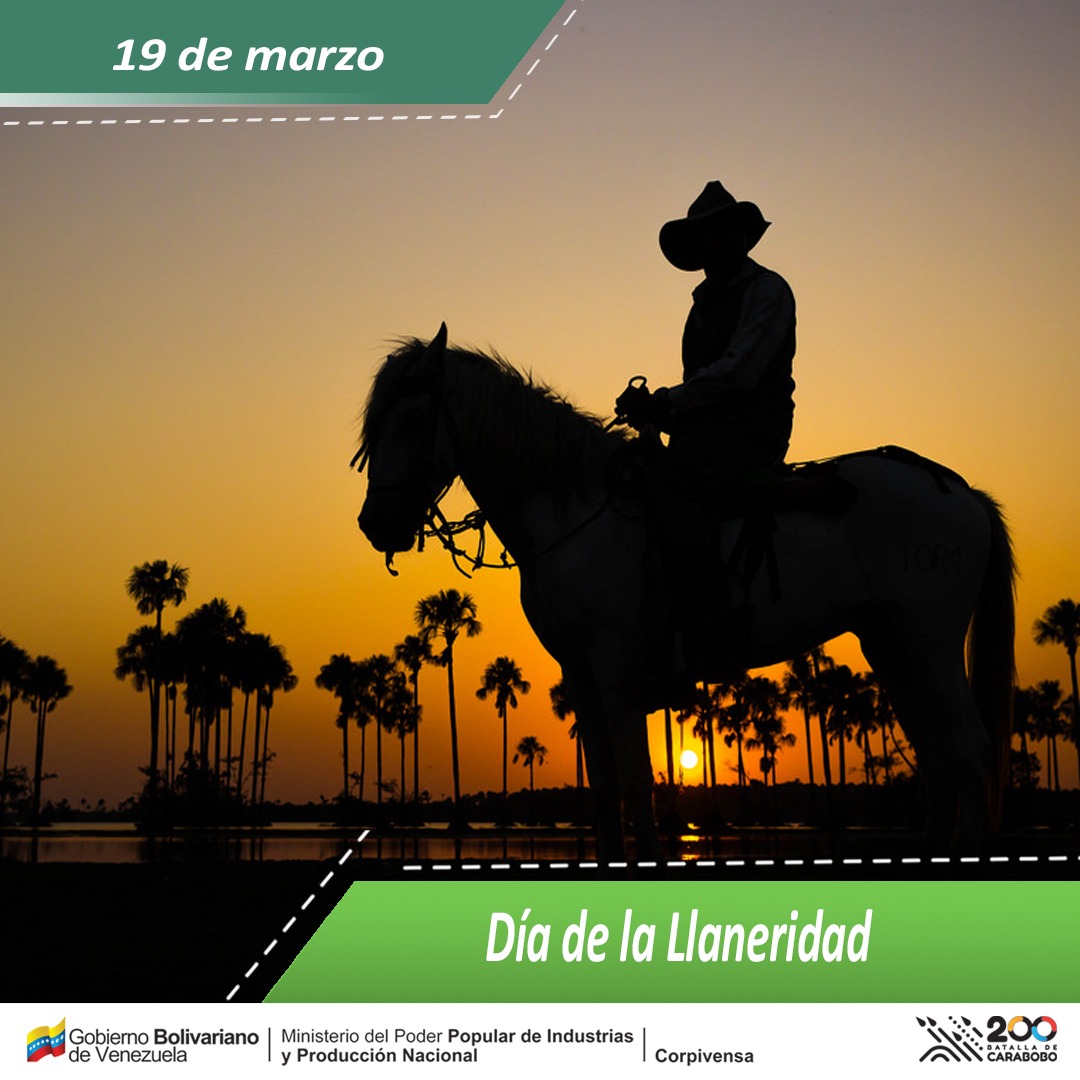 El Venezolano 🇻🇪 (@caracasenpinta0) on Twitter photo Venezuela conmemora cada 19 de marzo el Día Nacional de la Llaneridad, en honor al patrono de la ciudad de Elorza en el estado Apure.
Esta fecha fue declarada en 2017 por el presidente Nicolás Maduro.
<a href="/corpindustrias/">Corpindustrias</a>
#CulturaNuestra Venezuela conmemora cada 19 de marzo el Día Nacional de la Llaneridad, en honor al patrono de la ciudad de Elorza en el estado Apure.
Esta fecha fue declarada en 2017 por el presidente Nicolás Maduro.
<a href="/corpindustrias/">Corpindustrias</a>
#CulturaNuestra