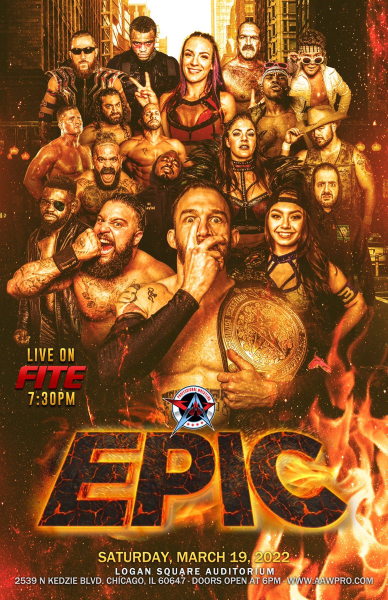 It’s going to be an “EPIC” day as @AAWPro will present their anniversary show featuring the best in #wrestling today.

📺 @FiteTV fite.tv/watch/aaw-pro-…

@The_Shug @ACHWORLD1 @HakimZane @MatFitchett @christijaynes @VertVixen @Skyebyee 
#supportwrestling