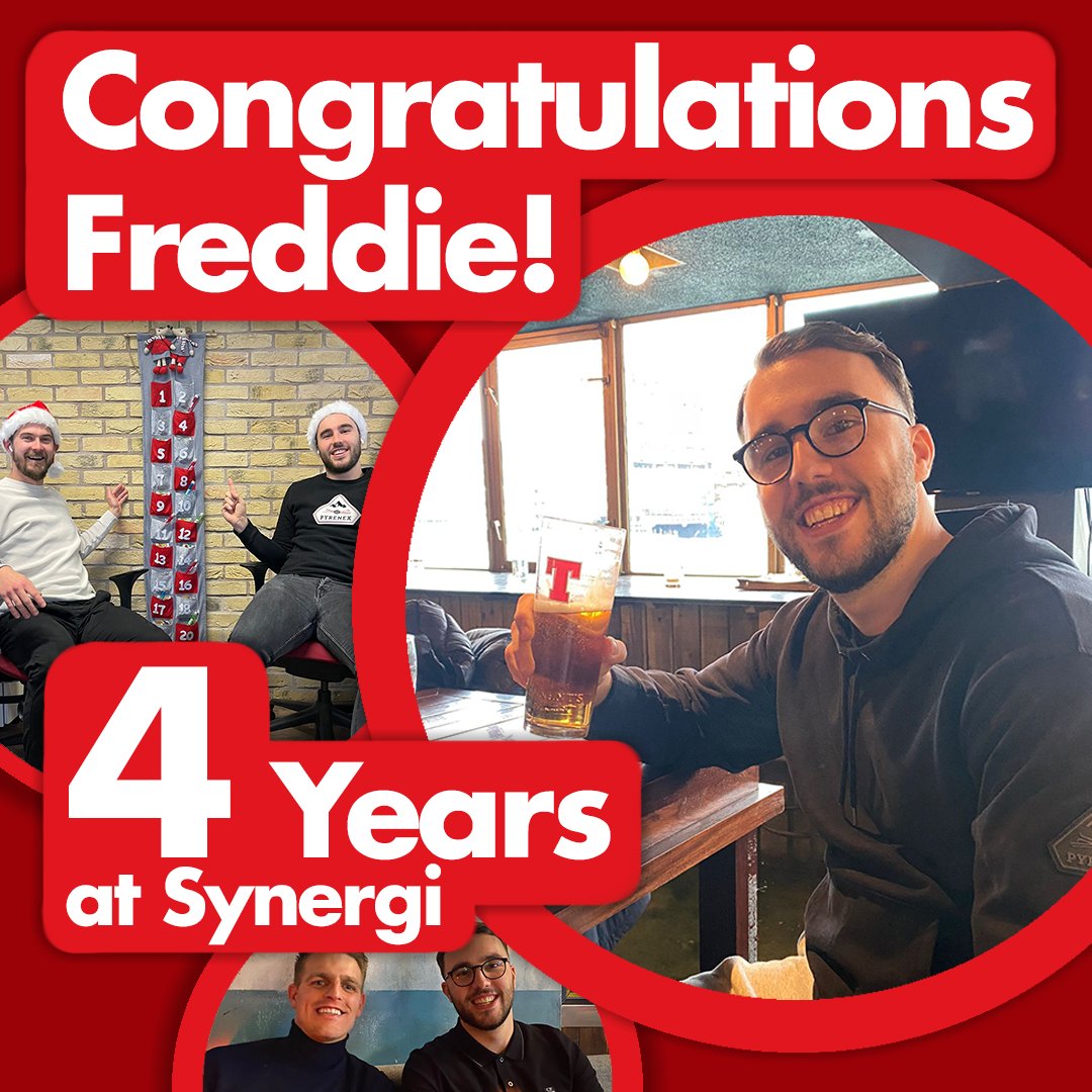 SynergiR's tweet photo. It's hard to imagine the office without you. Congratulations Freddie on a fantastic 4 years at Synergi Recruitment! From scaling Snowdonia to celebrating Christmas, we've enjoyed having you as a part of it.
#TheSynergiWay #synergirecruitment #consultant #teamculture https://t.co/e0Caru4Mcy