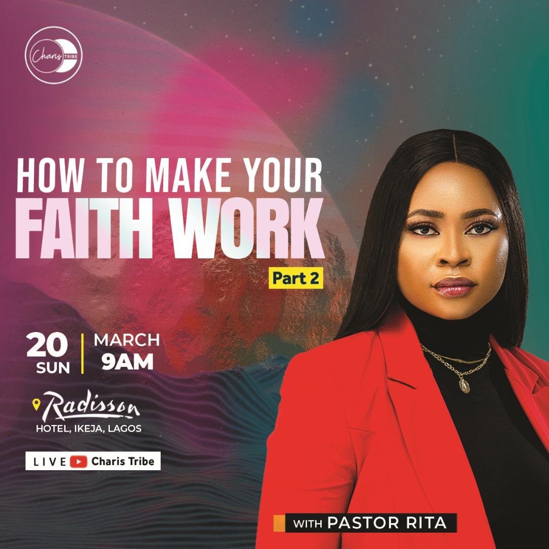 CharisTribe's tweet photo. This Sunday, 9am!! ❤️
With Pastor Rita….

Part 2;
HOW TO MAKE YOUR FAITH WORK…

Venue - Radisson Hotel, Ikeja
Livestream - Charis Tribe (YouTube)

#CharisTribe
#ForTheMillionsYetUntold https://t.co/qCPSU25H76