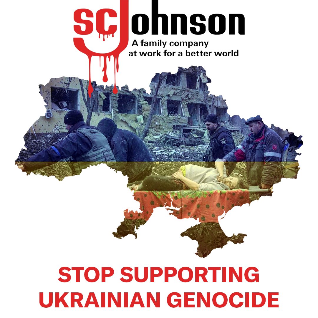 anny_rusl's tweet photo. @SCJohnson Stop Supporting Ukrainian Genocide
All the products you produce will not be enough to clean off the blood of innocent Ukrainians from the hand of evil Russians. By turning a blind eye to it, you become an accomplice.

#stopwarinukraine #stopputinnow #boycottrussia https://t.co/dYpt7Sb1OX