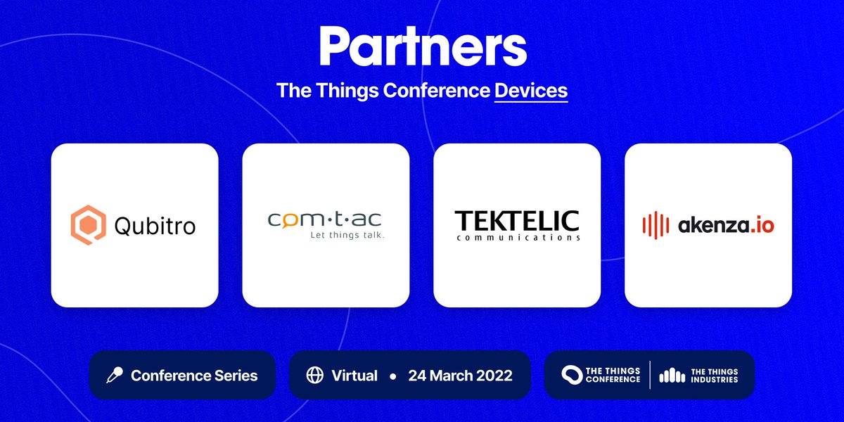 thethingsntwrk's tweet photo. Connect with 1500+ #IoT experts and join @tektelic, @Qubitro, #comtac, @Akenza_IoT and many more #device makers online on 24 March for #TheThingsConference #Devices, an event fully dedicated to the best #LoRaWAN gadgets, streamed across four time zones: https://t.co/7lKucG50wv https://t.co/C21fJPPuD6