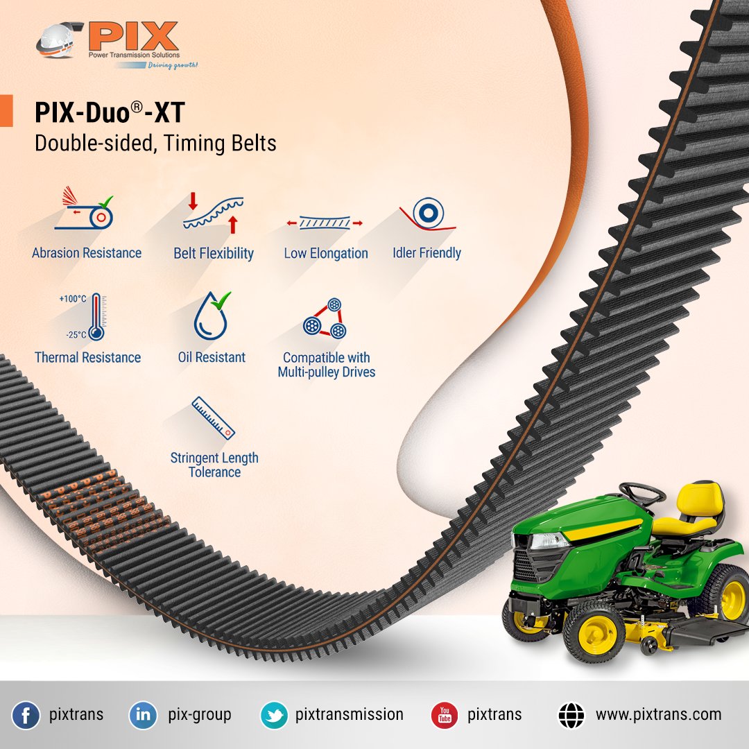 pixtrans's tweet photo. PIX-Duo®-XT (Double-sided, Timing Belts)
#PixTrans #PIXTransmissionsLtd #EUROPAGES @EUROPAGES #wlw @DirectIndustry @AgriExpo.VirtualExpo @BearingNetOfficial https://t.co/br0Sx0L9pE