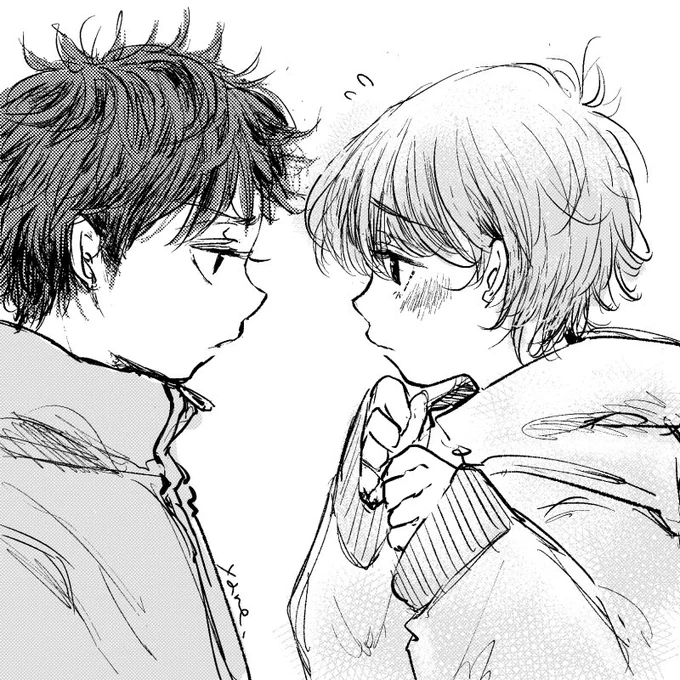 うまくおしゃべりできない男の子の話を思いついちゃっていつか描きたいという気持ちの落書きです。いつかって…いつくるん。
今描いてる場合じゃないのに落書きのが捗るこの現象の名は一体何ですか。ねーむ修正終わってない…
いっぺん頭切り替えて早朝朝活で頑張りますおやすみなさい!たまには早寝! 