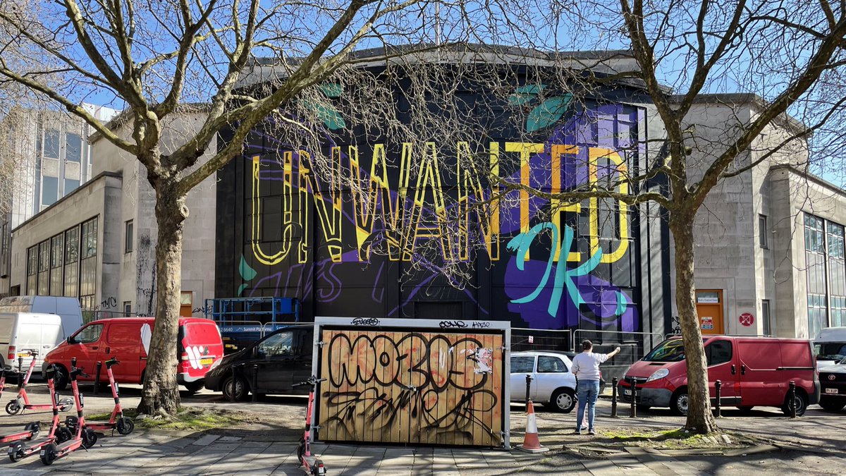 Huge piece of street art currently being painted on the derelict Bank of England building on the corner of Castle Park