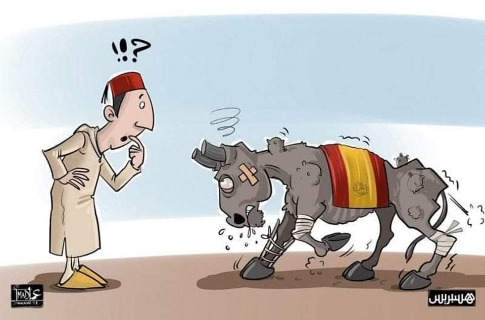 Así ven los marroquíes a España. Caricatura del periódico del núcleo mejzen y el más leído en Marruecos.