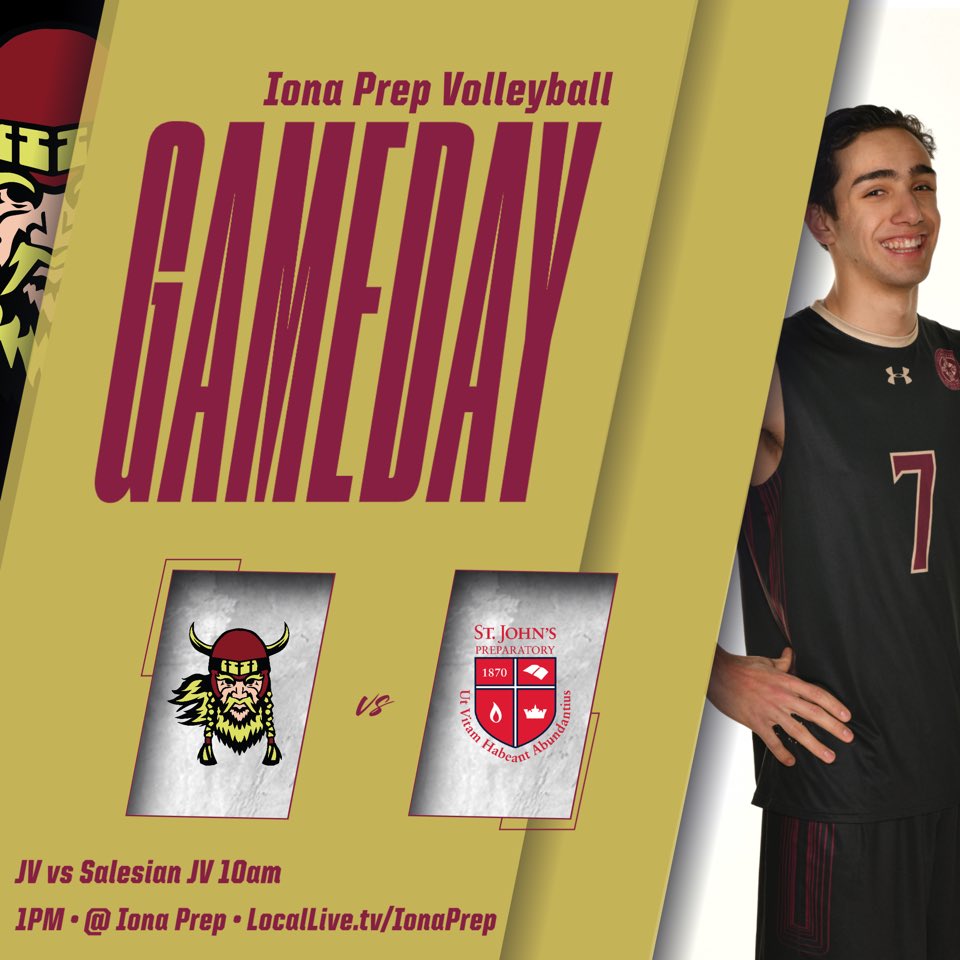 IT'S GAMEDAY!!! We look to keep it going vs <a href="/SJPBoysVball/">SJP Boy’s Volleyball</a> at 1pm. JV at 10am vs <a href="/Eaglesvball2022/">Salesian High Volleyball 2025</a>. Streams from <a href="/locallivenet/">LocalLive</a> at locallive.tv/ionaprep. #GoGaels 
<a href="/matchpointmvb/">Match Point</a> <a href="/chsaavolleynyc/">CHSAA Boys Volleyball</a> <a href="/ionaprep/">Iona Preparatory PK-12</a> <a href="/ionaprepsports/">Iona Prep Athletics</a> <a href="/gregthompson27/">Greg Thompson</a> <a href="/lohudsports/">lohud sports</a> <a href="/N12Sports/">News 12 Sports</a> @lohudinsider