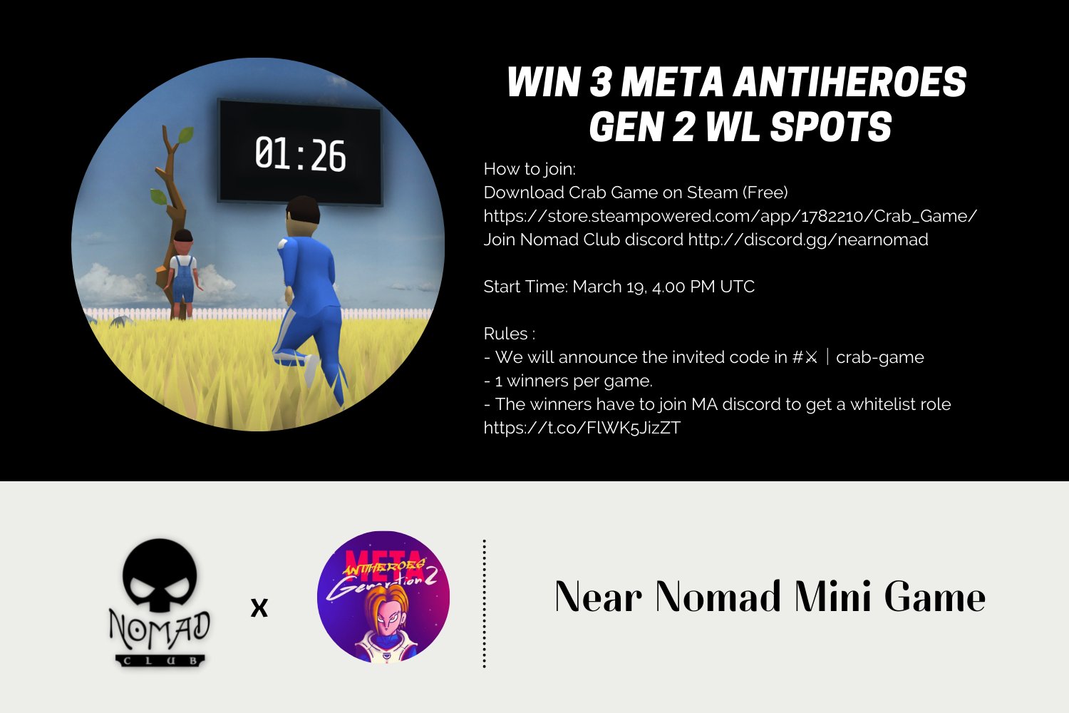 Nomad Club Hi Near Near Nomad Mini Game Win 3 Meta Antiheroes Gen 2 Wl Spots How To Join Download Crab Game On Steam Free T Co Hfsfl8nwii Join Nomad Club Discord T Co F1wbbqxadk