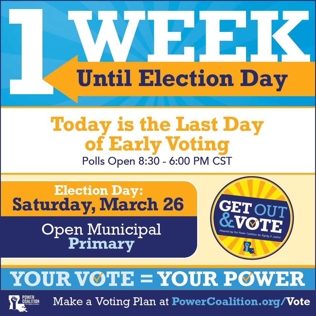 PowerCoEJ's tweet photo. Today is the LAST DAY of EARLY VOTING! 

Skip the lines on Election Day, go vote early! Polls are open from 8:30 AM to 6:00PM. 

You can find the answers to all of your election questions-- polling location, sample ballots and more through at https://t.co/ToisK5JwHq https://t.co/0WNGiO049C