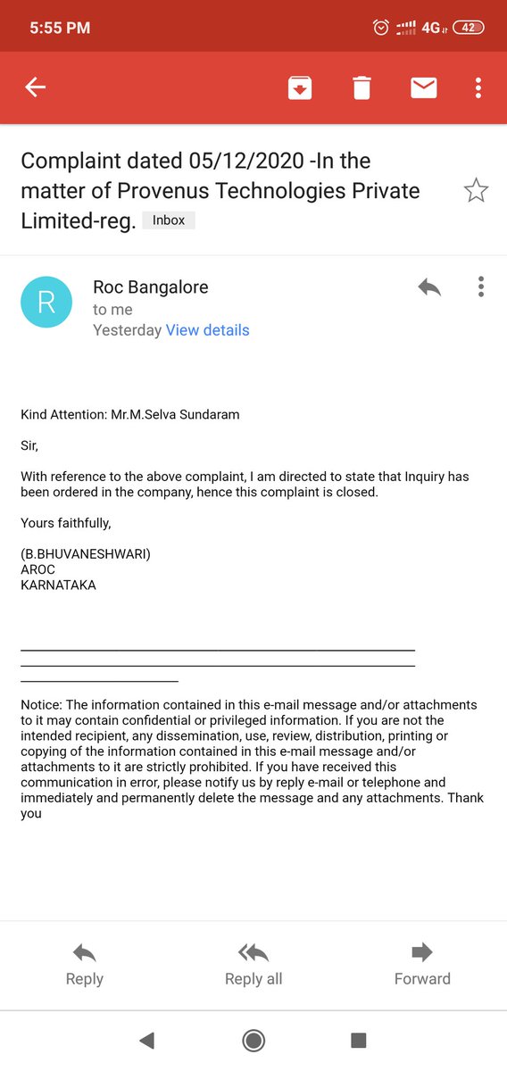 selva_ravan's tweet photo. @Pravinkks After one year I received this reply from ROC BANGALORE https://t.co/ivLZBXWukW