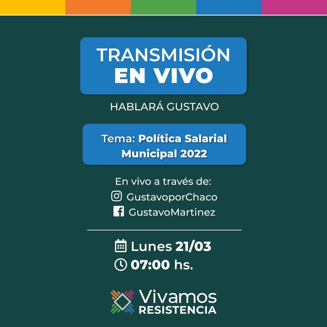 📱 Este lunes, a las 7 de la mañana, mediante un vivo a través de mis redes, voy a anunciar la política salarial municipal para este 2022.

🕖 L@s espero.💻

#TrabajamosParaVos